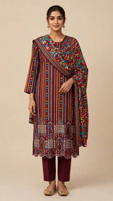 Fully Embroidered Khadder Suit With Khadder Shawl