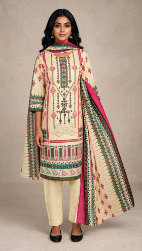 Fully Embroidered Khadder Suit With Khadder Shawl
